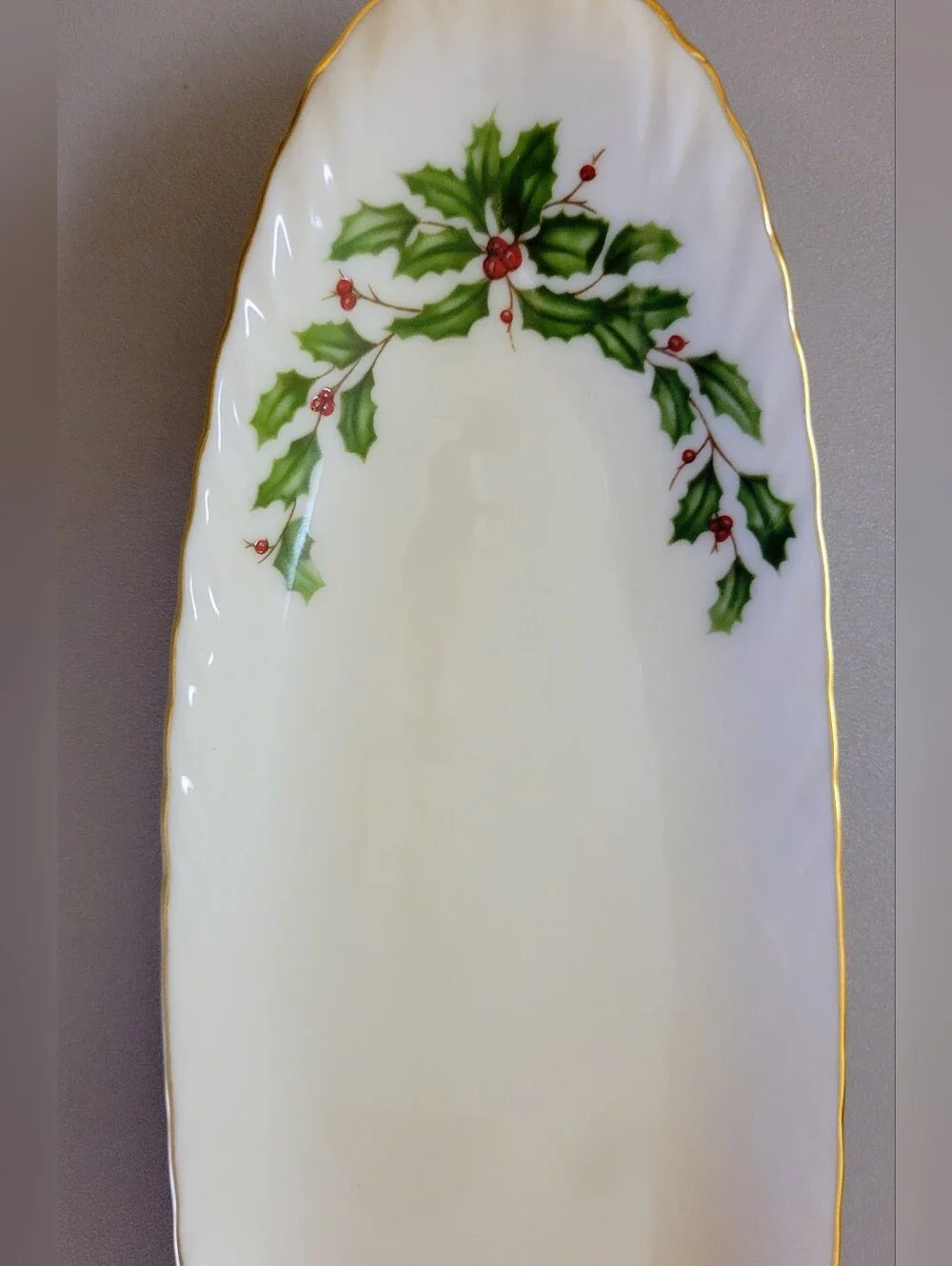 Lenox Christmas Holiday Holly Pattern Vintage China, Condiment Dish, EUC